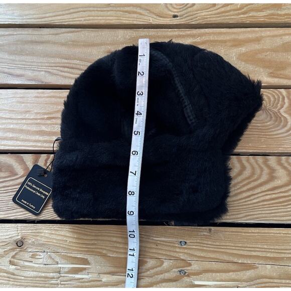NWT Zavelio Genuine Sheepskin Hat One Size Unisex Black - Picture 8 of 9